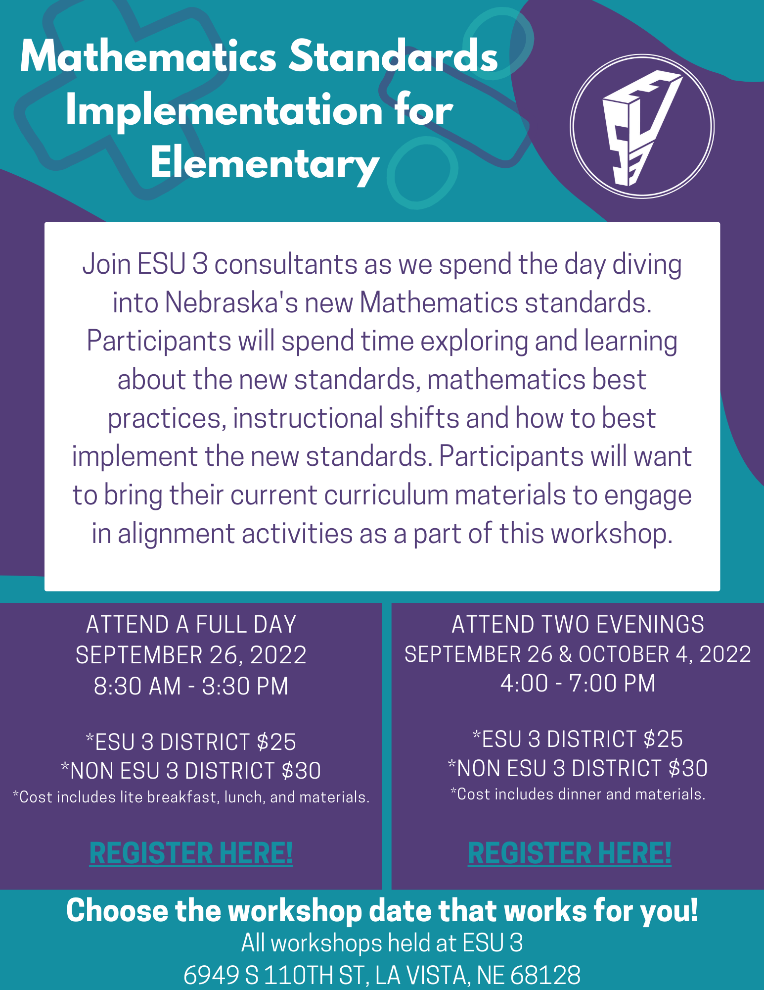 Click here to register for the Elementary Mathematics Standards  Conference